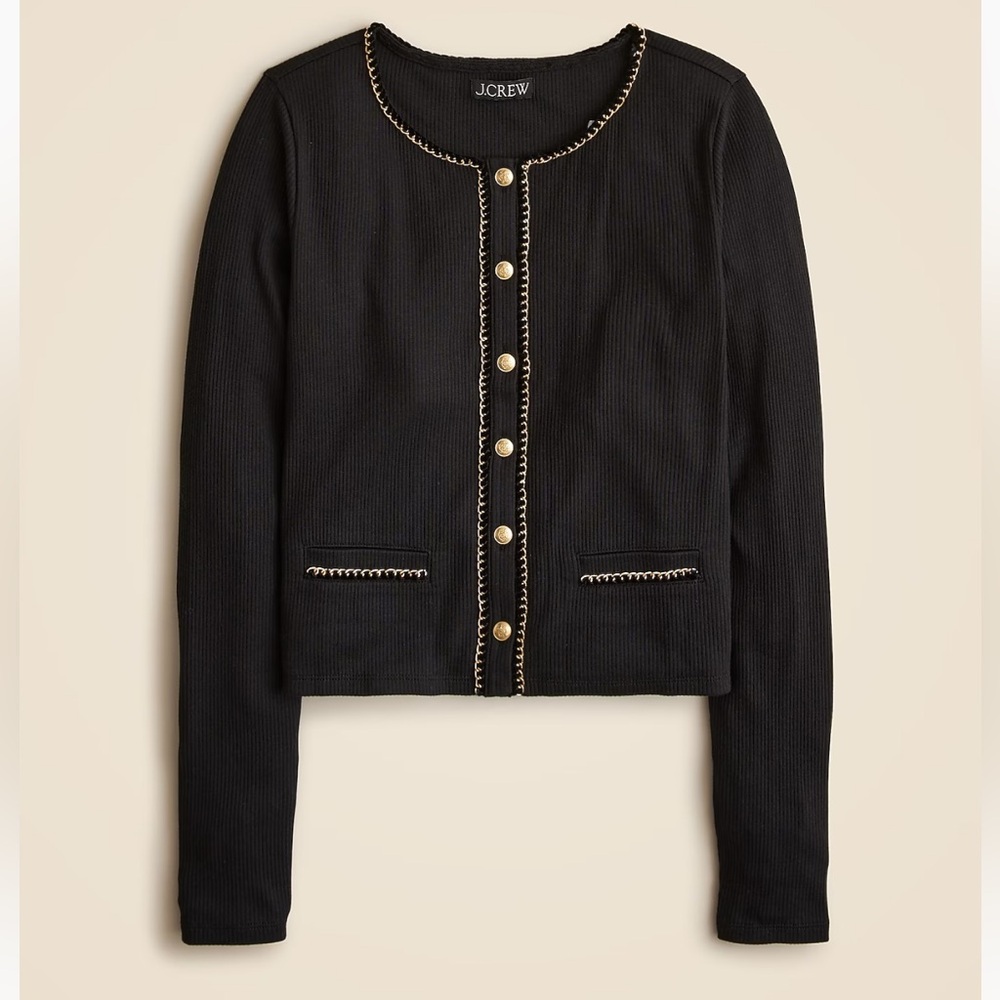 Vintage rib lady jacket with‎ chain trim 2X